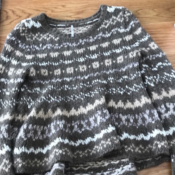 Free People Thru The Storm Pullover Fairisle Swing Sweater EUC - Picture 7 of 8